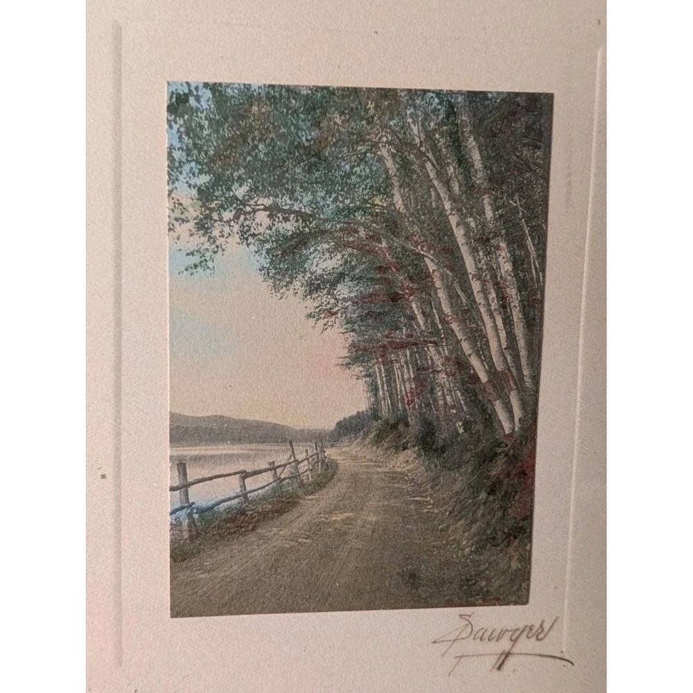 1920s Charles Sawyer Hand Colored Photo Lake Woods Early‎ 20th Century 2"x 3"